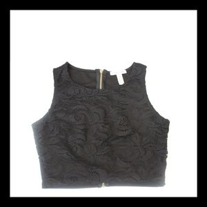 Ambiance Apparel Sleeveless Black Lace Crop Top